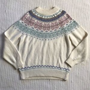 Alfred Dunner Women’s Ivory Fair Isle Pastel Long Sleeve Pullover Sweater XL